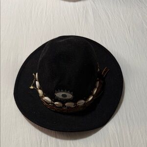 Black Hat with Shell and Coin Band